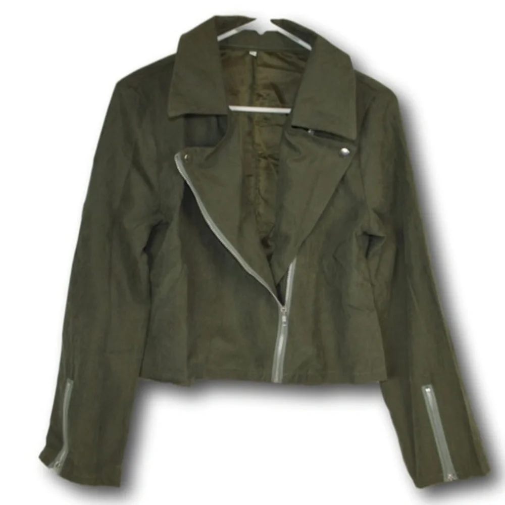 Womens Khaki Light Weight Zipper Jacket  Size: L